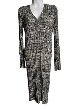 Willow & Wind Midi Dress Womens M Ribbed Knit Gray Space Dye Body Con